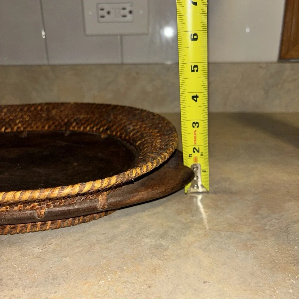 Vintage Indonesia Wood Wicker Oval Fish Shaped Decorative Fruit Basket 15
